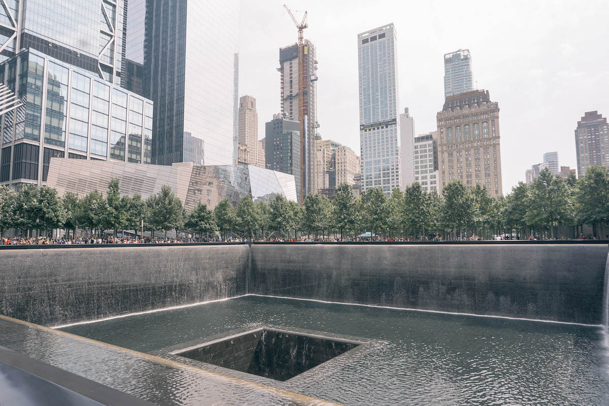 A large pool at the 9/11 Memorial in NYC. 