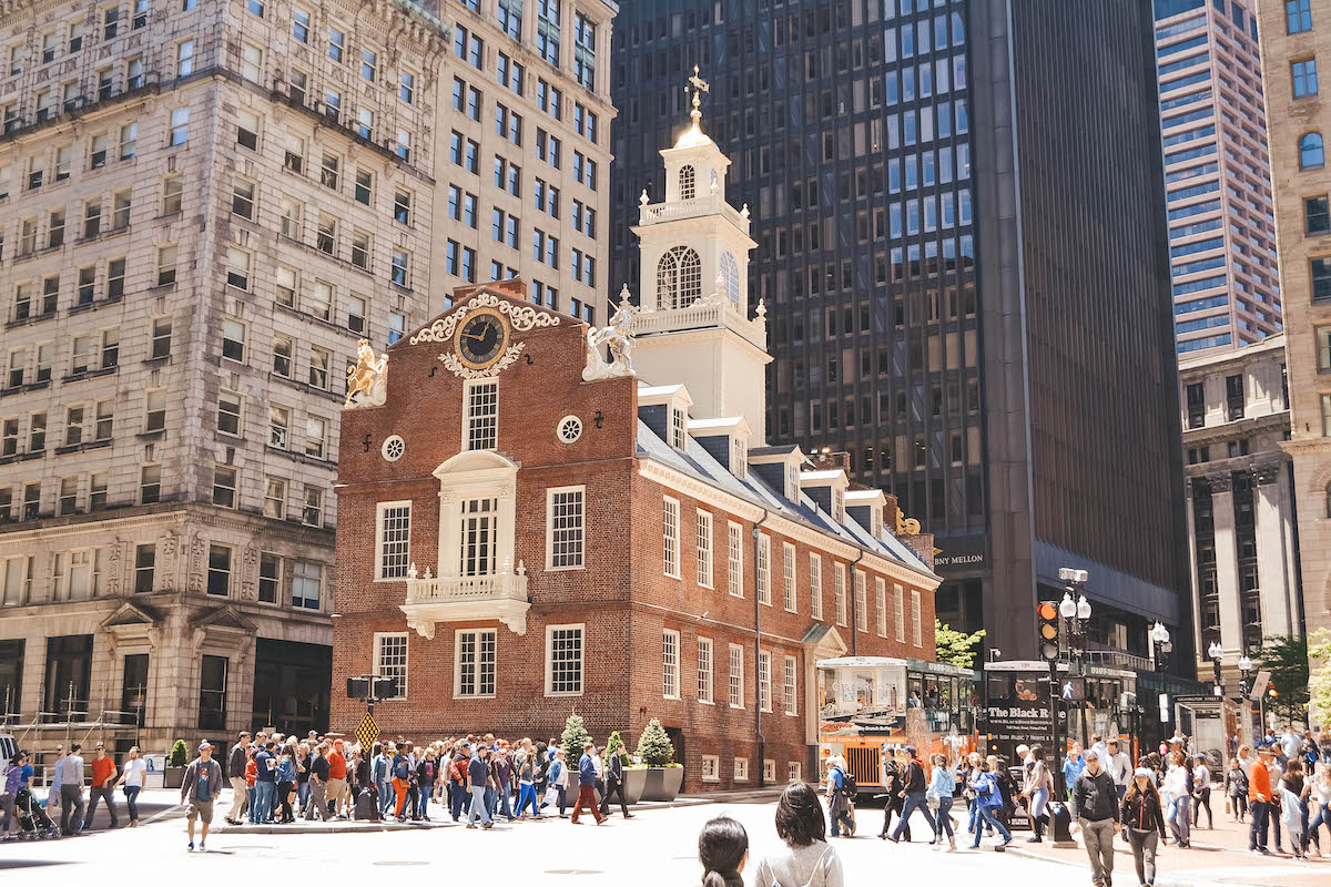 Boston's Old State House, viewed from across the street. 