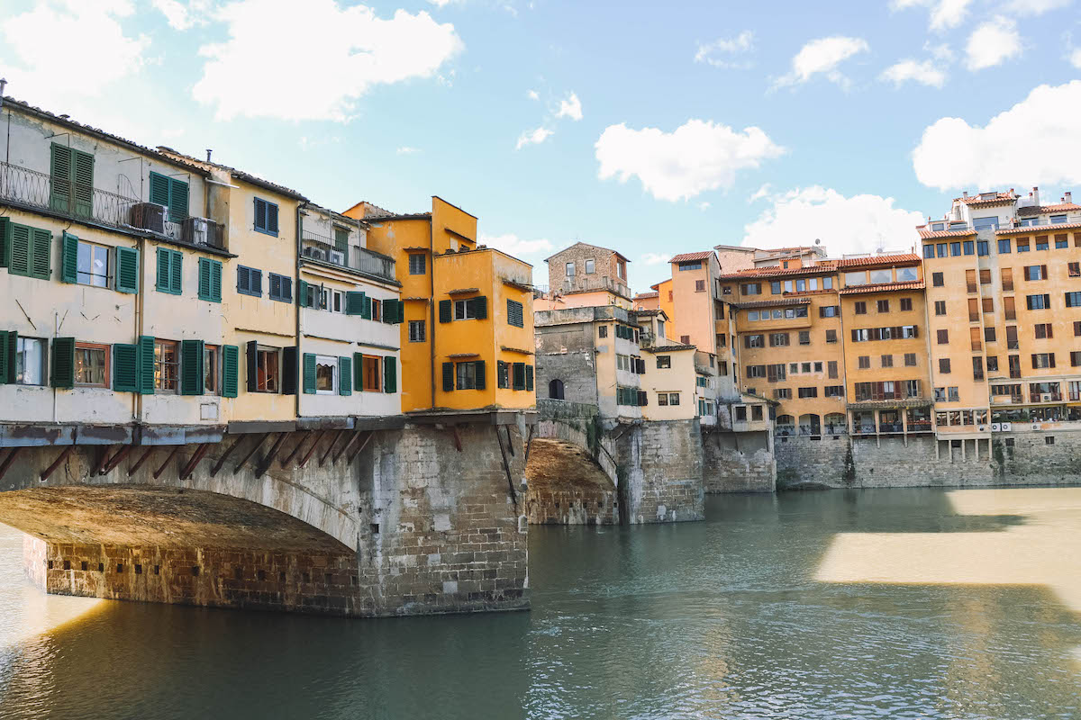 The exterior of the Ponte Vecchio in Florence