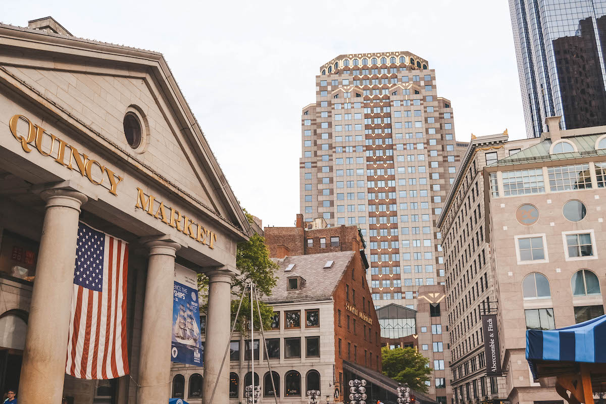 Front of Quincy Market in Boston. 