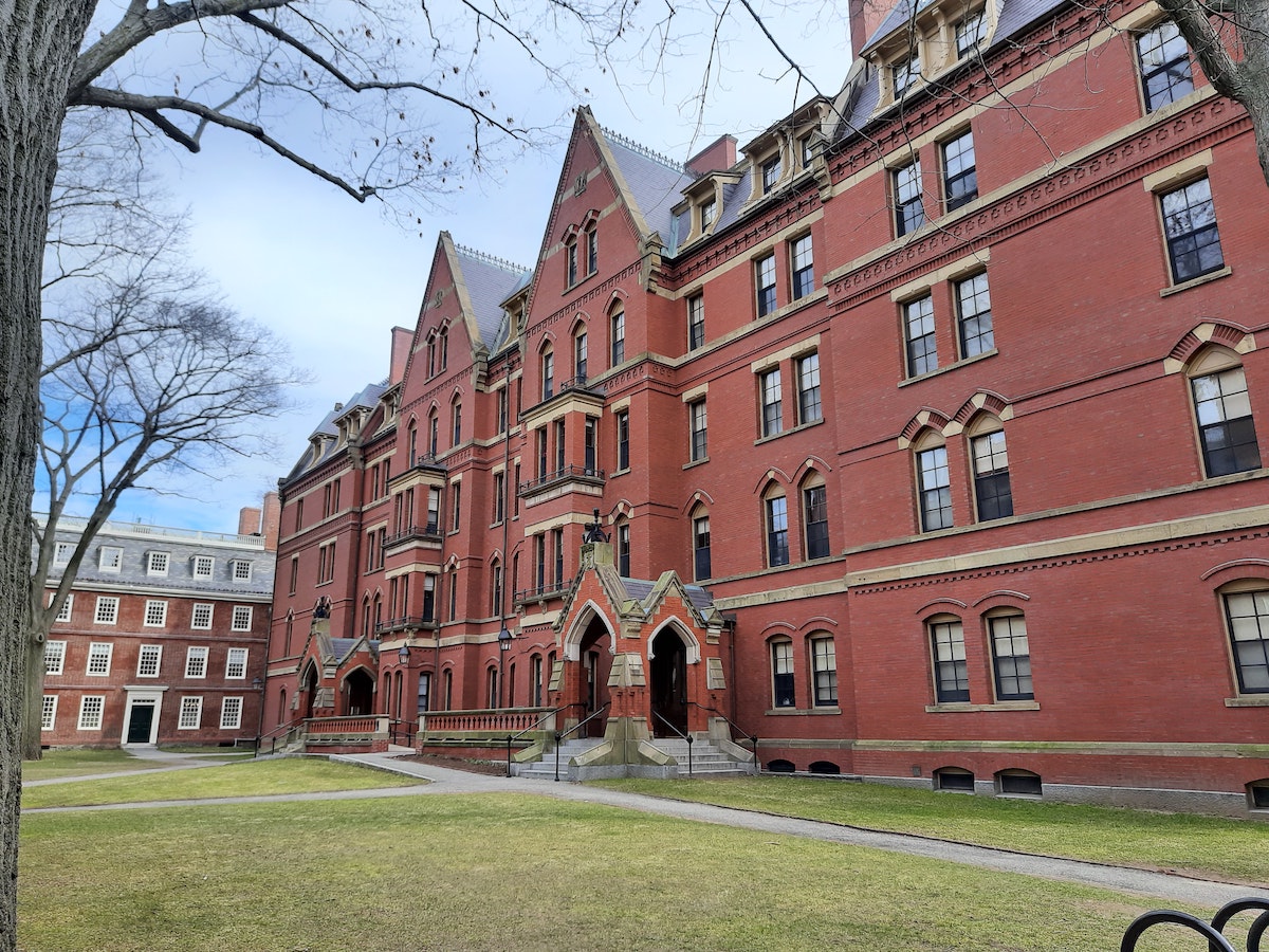 Facade of building at Harvard University. 