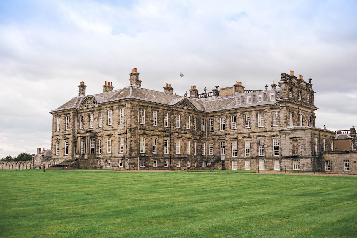 A side view of the back of Hopetoun House in Scotland. 