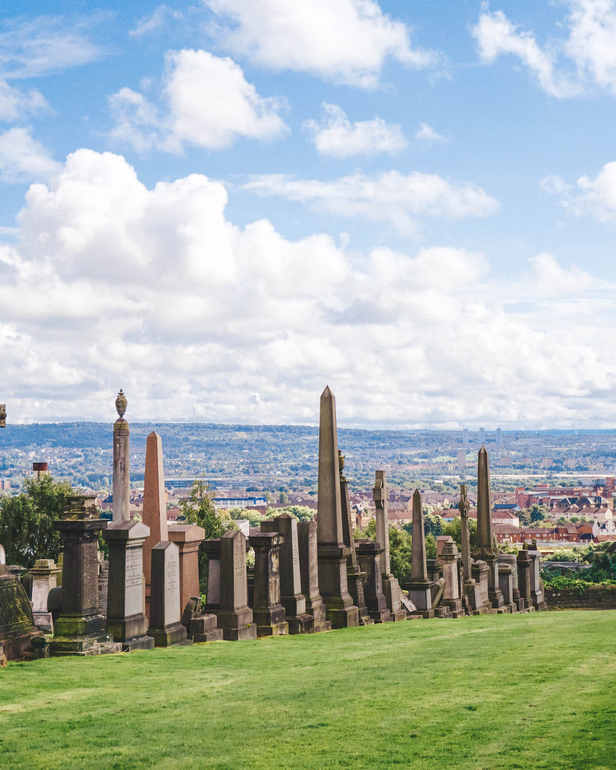 The Glasgow Necropolis and skyline view. 