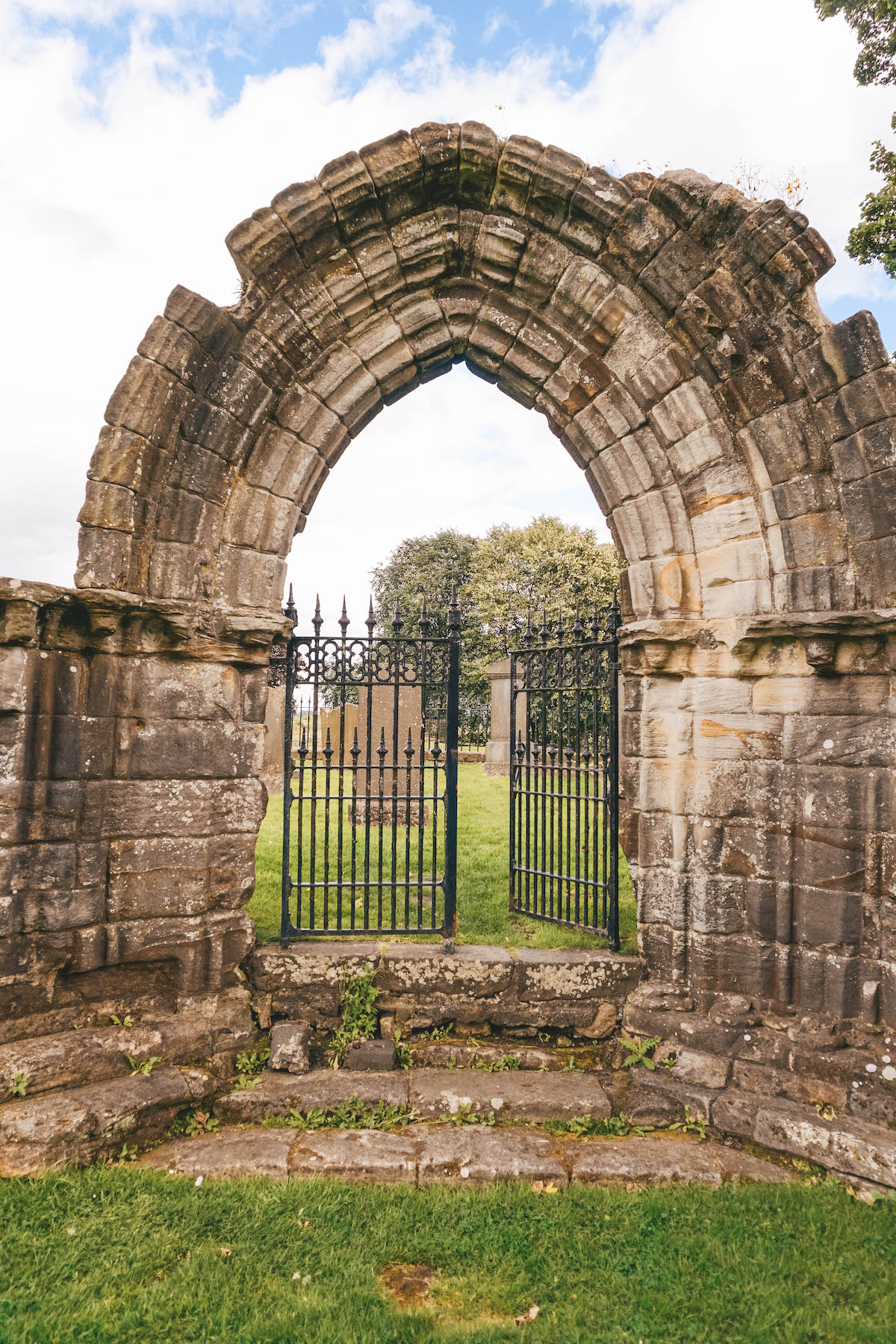 Graveyard gate at Cambuskenneth Abbey in Stirling. 