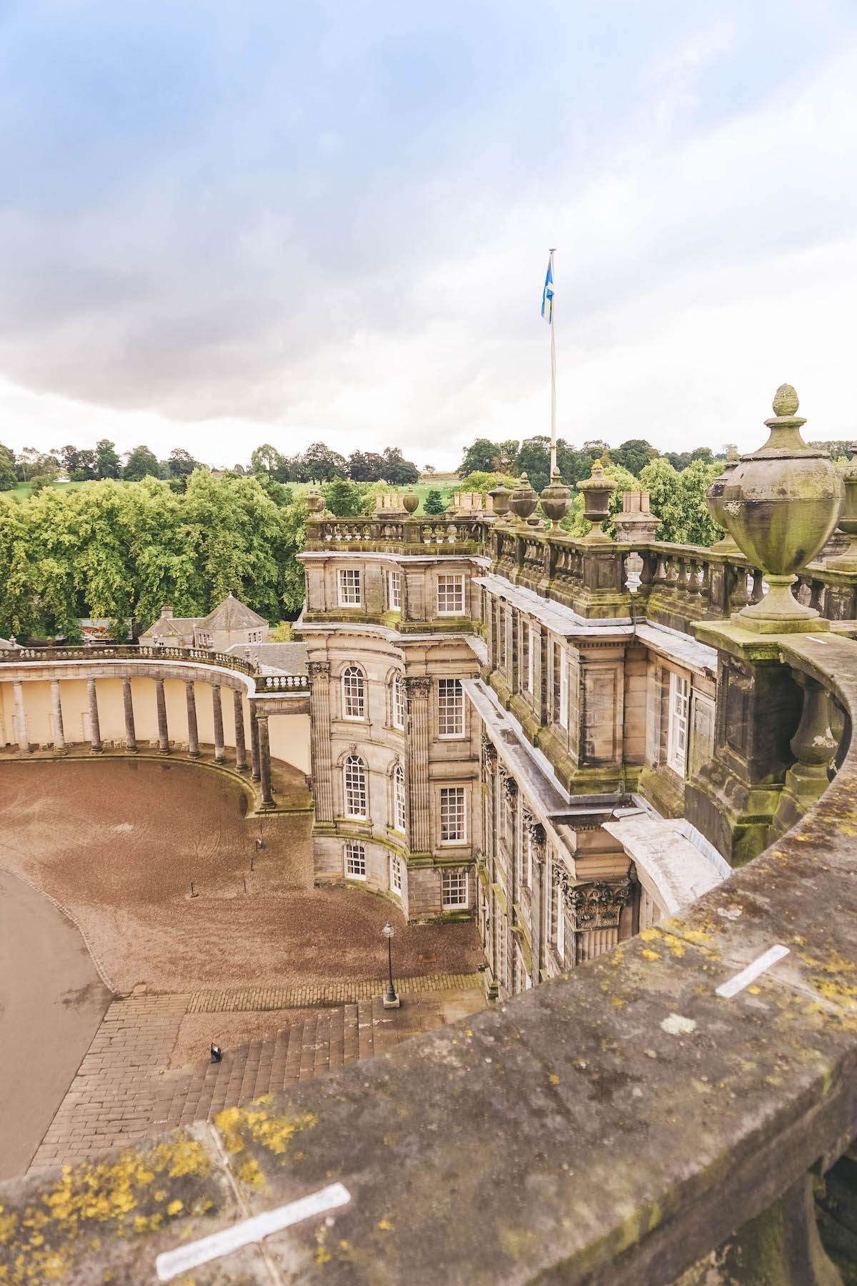 View of Hopetoun House from its rooftop. 