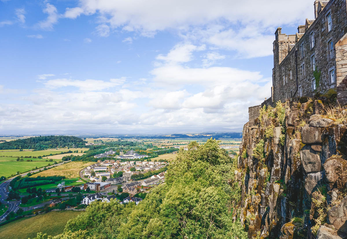 A view of the walls of Stirling Castle and the town beyond. 