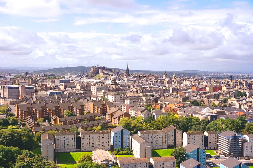 View of Edinburgh from the top of Arthurs Seat. 