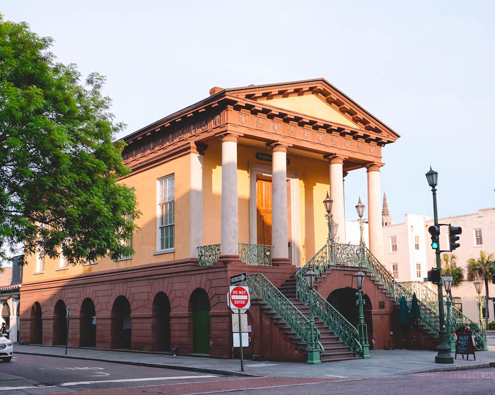 The entrance to Charleston's City Market, at sunset.