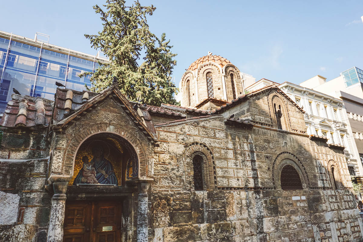 The Church of the Panagia Kapnikarea in Athens, Greece. 