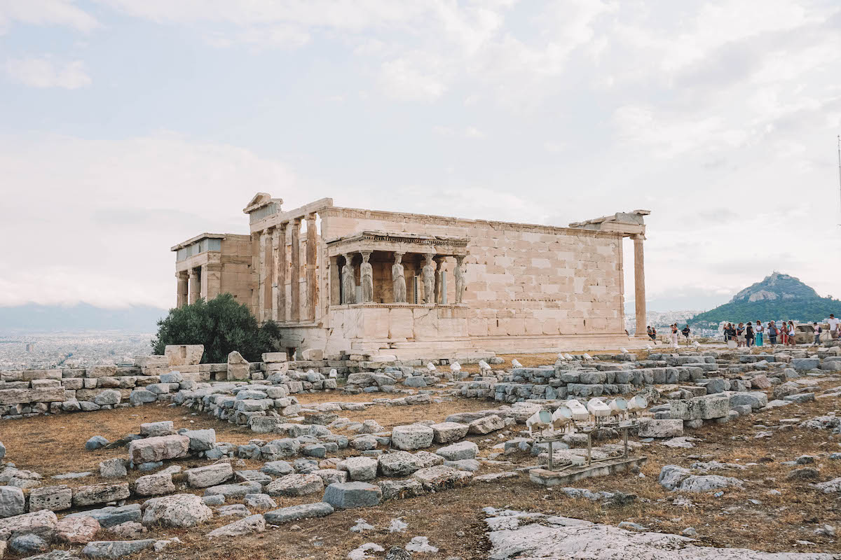 The south side of the Erechtheion on Acropolis Hill. 