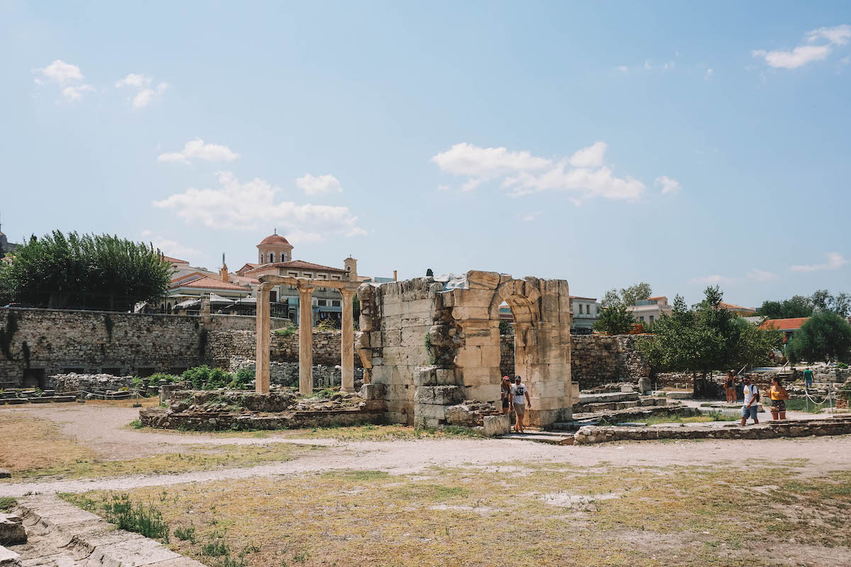 Hadrian's Library archaeological site, on a sunny day. 