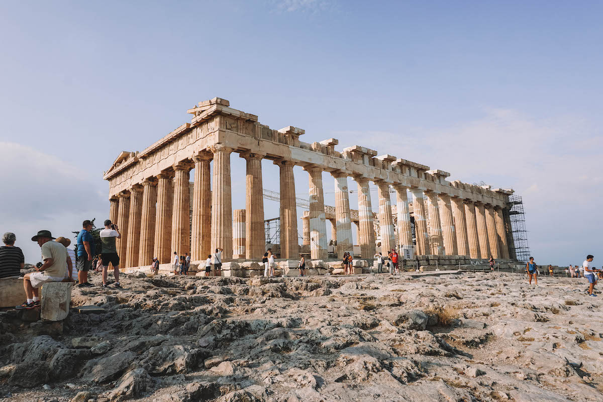 The Parthenon on a sunny morning. 