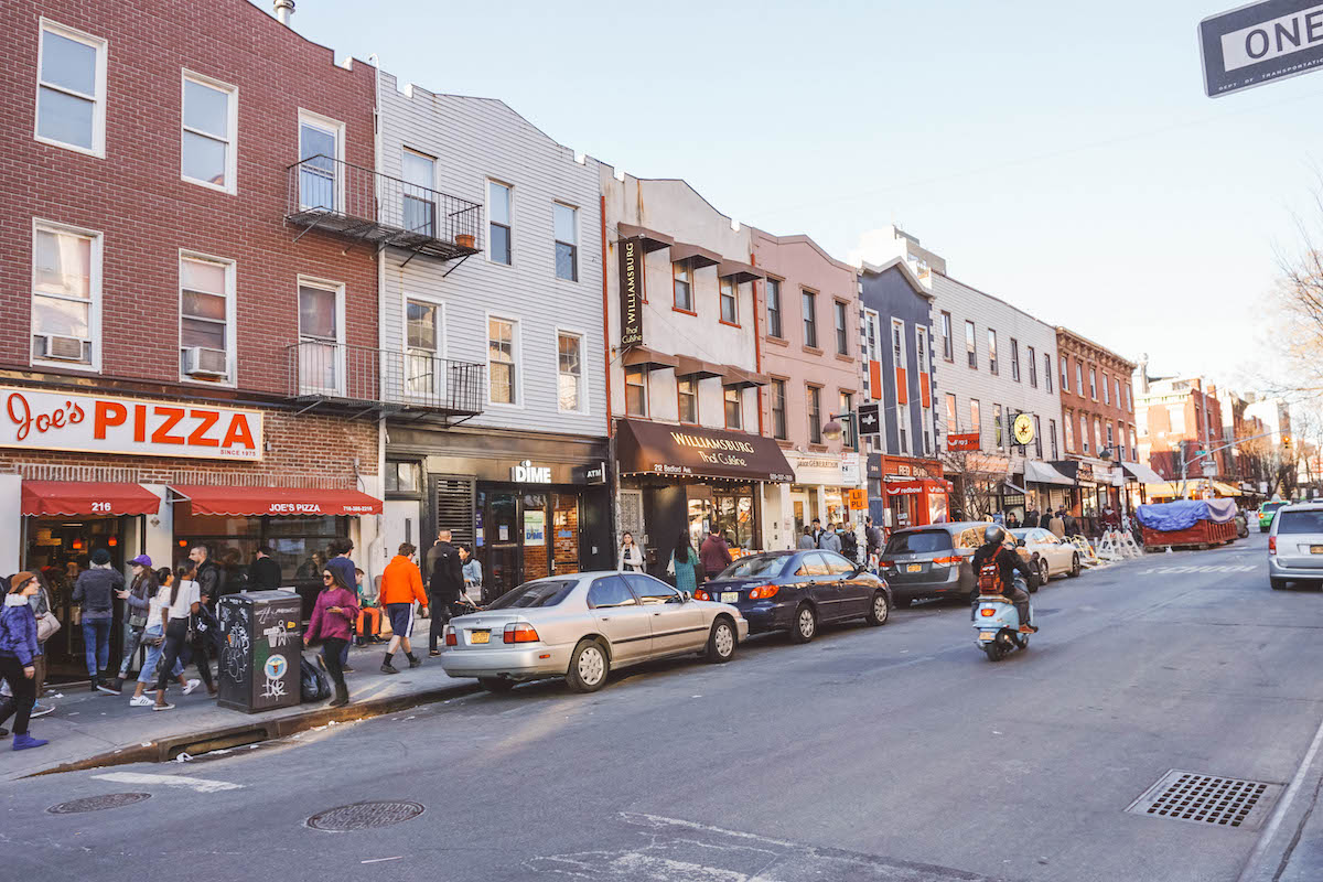 View down Bedford Ave in Williamsburg, Brooklyn. 