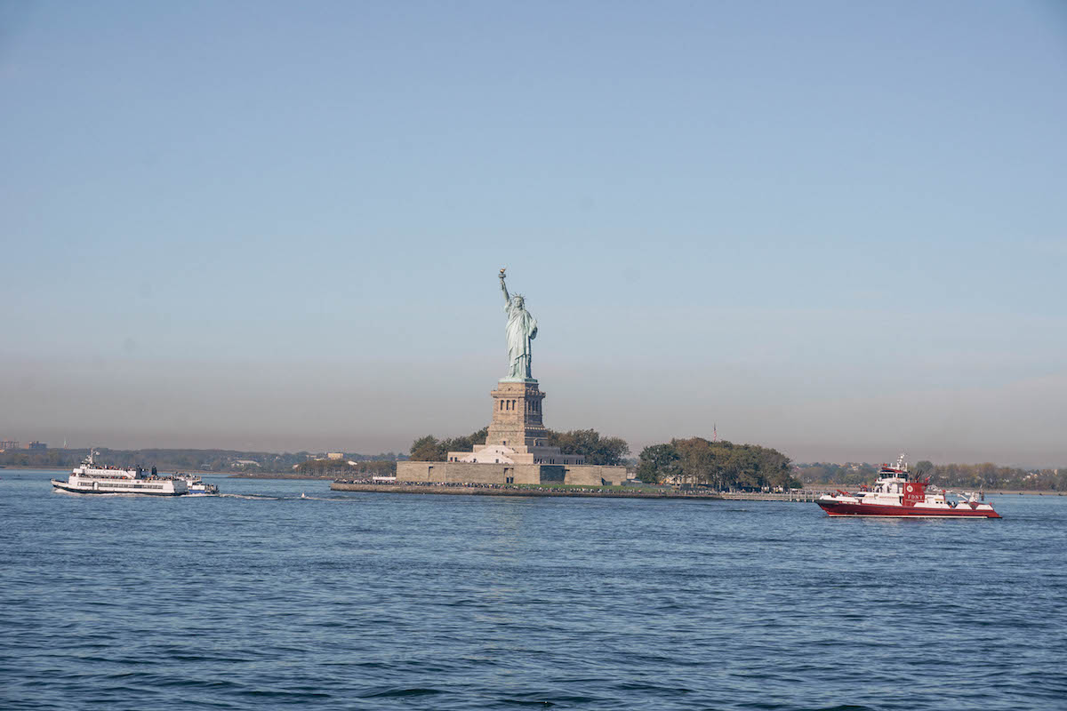 The Statue of Liberty, seen from the Staten Island Ferry. 