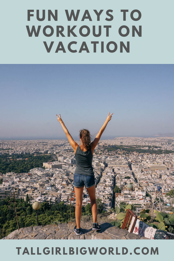 These travel "workouts" are fun ways to stay active on vacation. You'll get your heart rate up without having to step foot in the hotel gym! #travel #traveltips #travelworkout #workout #fitness #active #healthyliving
