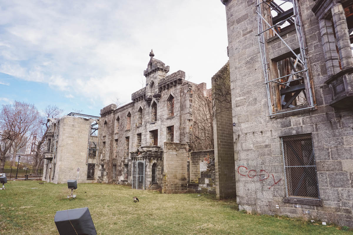Smallpox hospital ruins on Roosevelt Island in NYC.