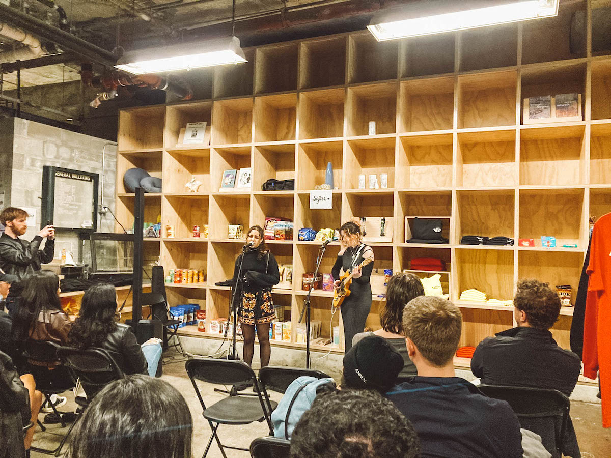 A Sofar Sounds concert in a Brooklyn warehouse building.