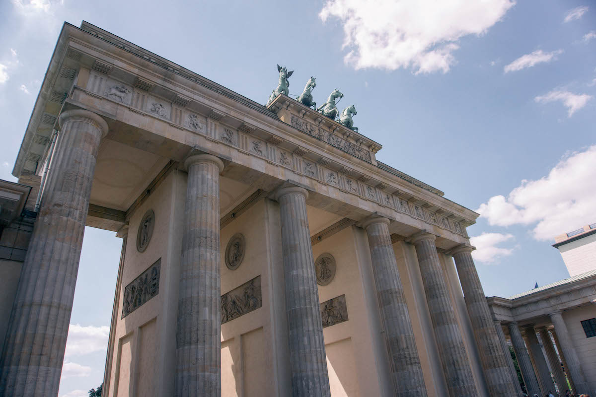 Top of the Brandenburg Gate on a sunny day.