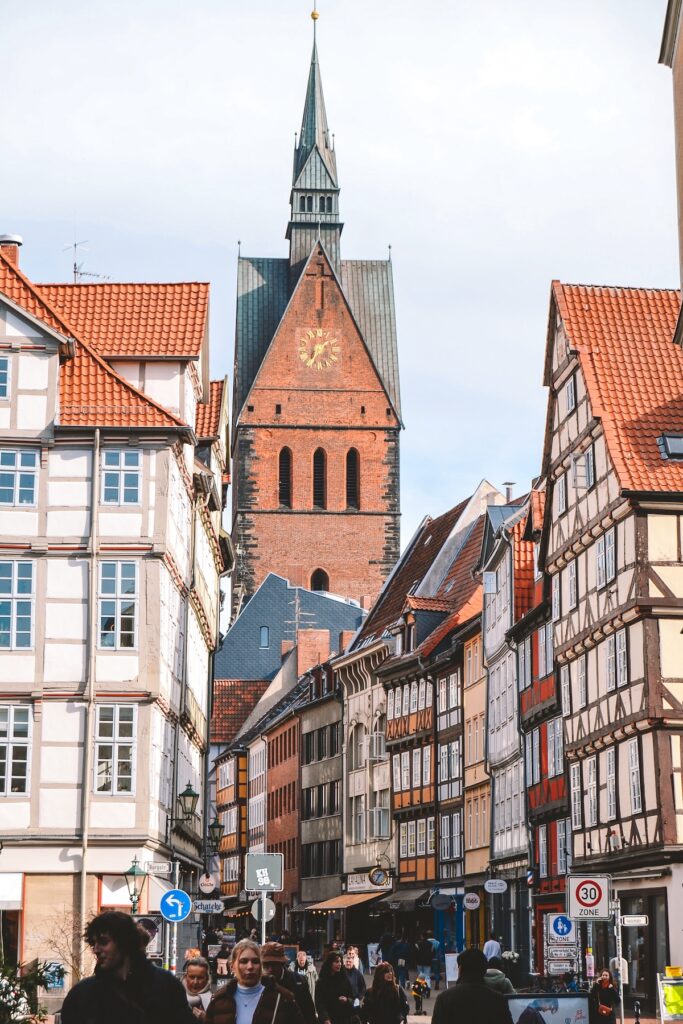 Street in Hannover lined with half-timbered houses