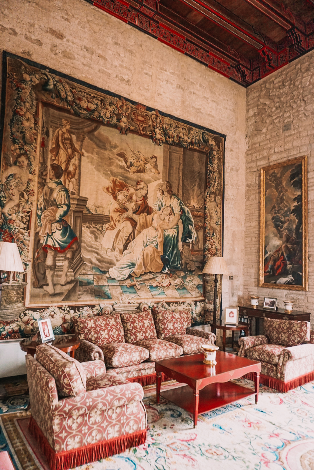 Inside a room of the Royal apartments at Palma's Royal Palace Almudaina.