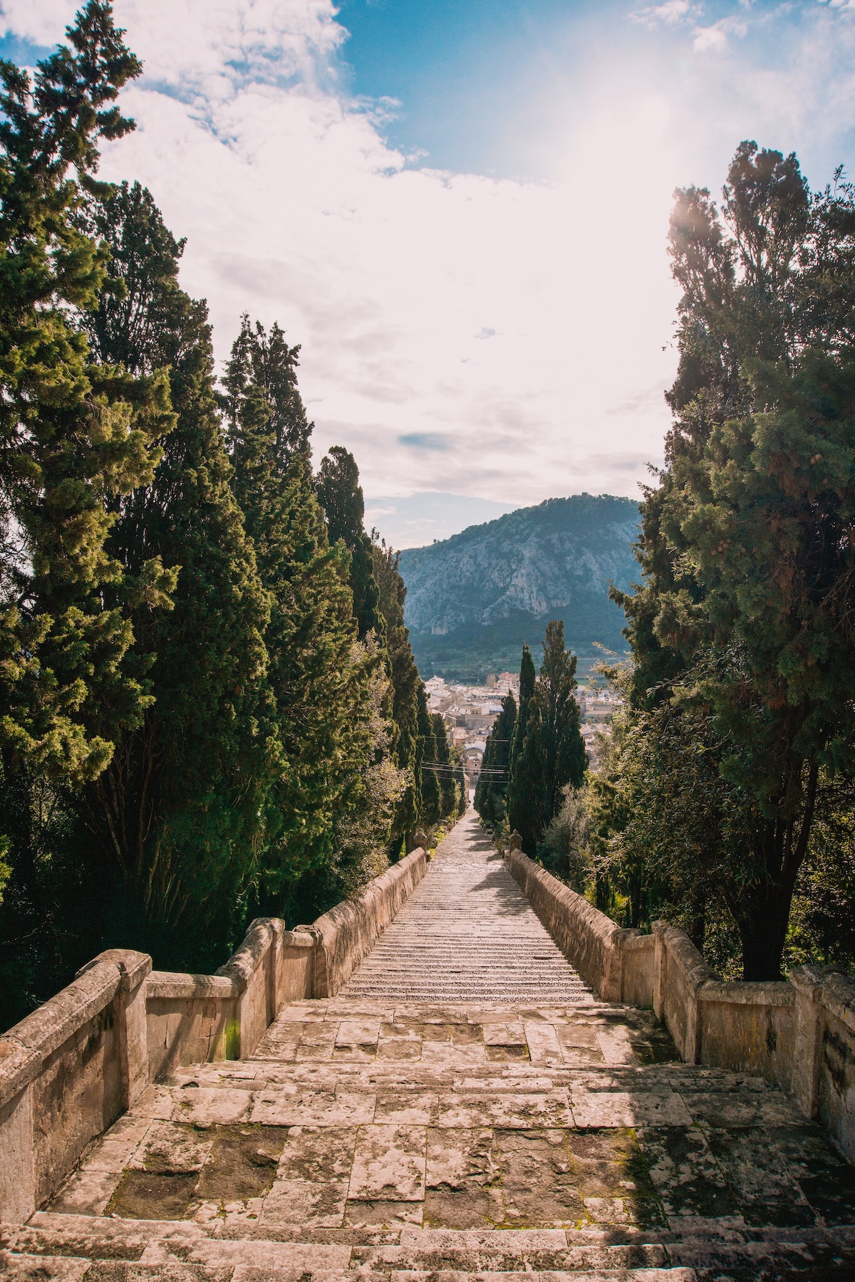 At the top of the Calvari Steps in Polença.