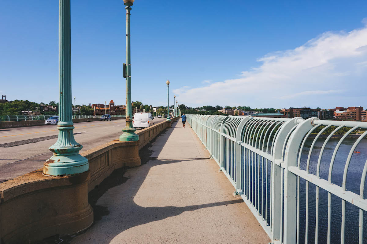 A view down Key Bridge in Washington DC. 