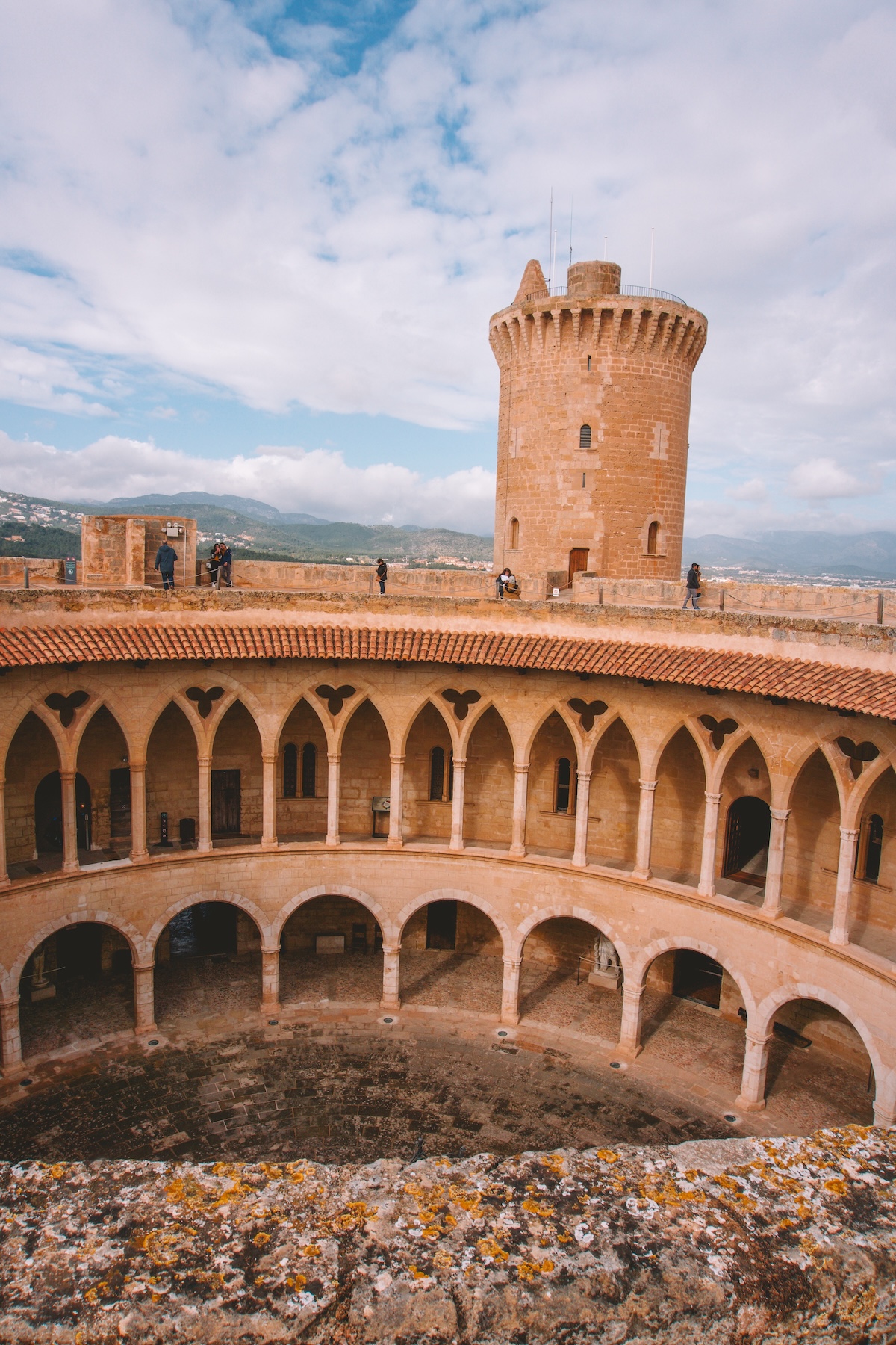 Looking down at the parade ground of the Castell de Bellver.