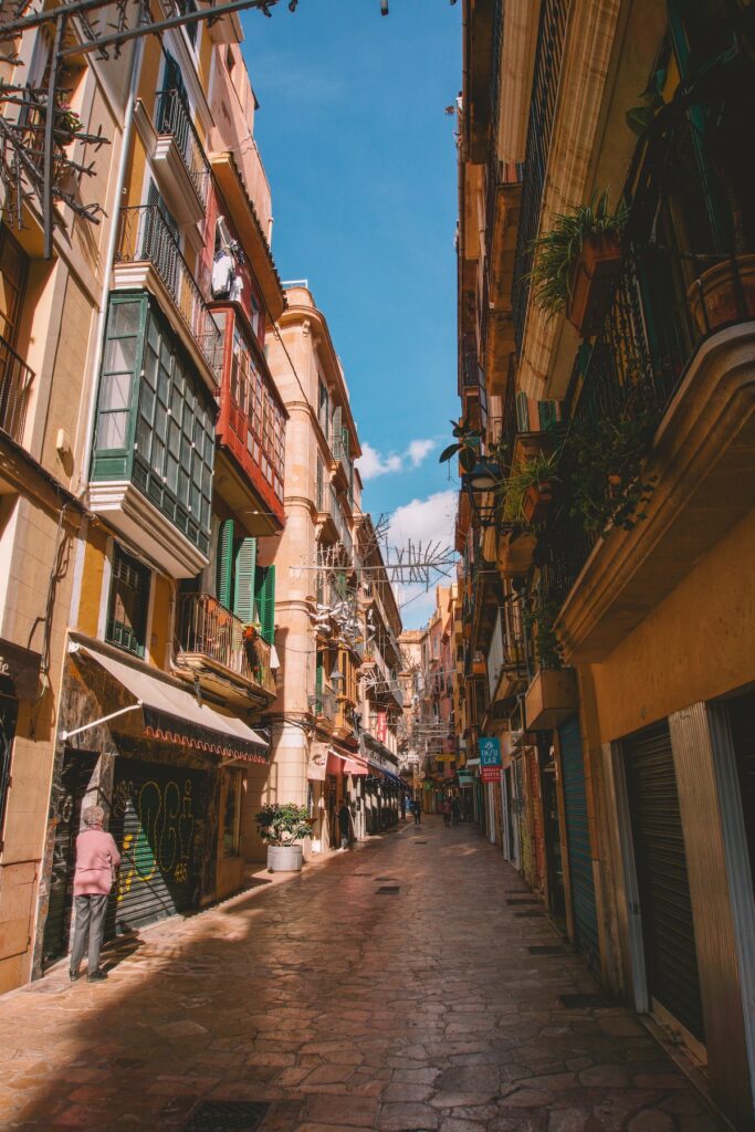 An empty street in Palma's Old Town.