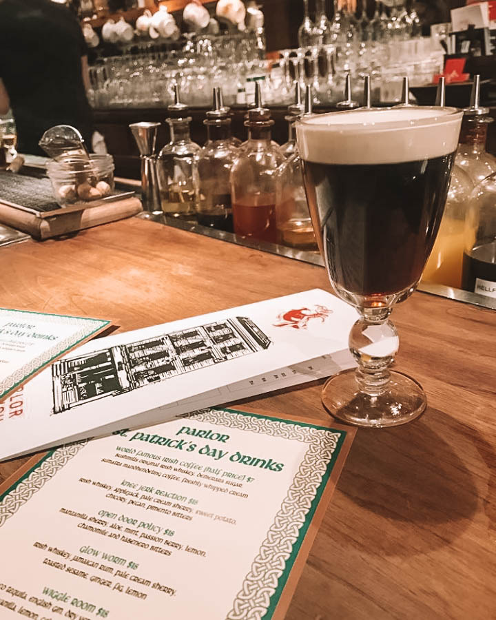 A Guinness beer and St. Patty's menu at NYC bar