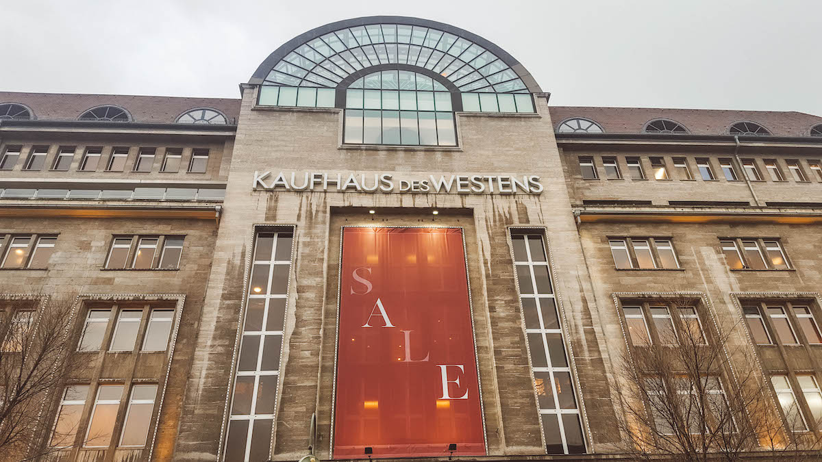 The facade of the Kaufhaus des Westens in Berlin. 