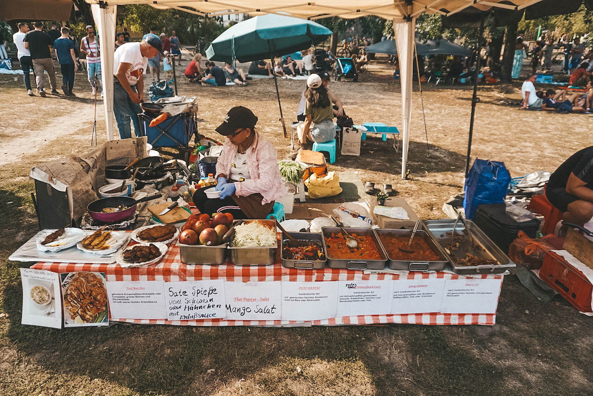A stall at Thai Park in Preussenpark in Berlin. 