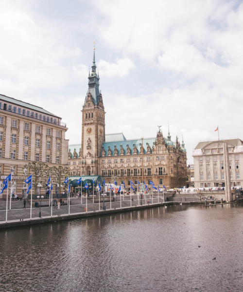 Hamburg's innenalster with view of city hall