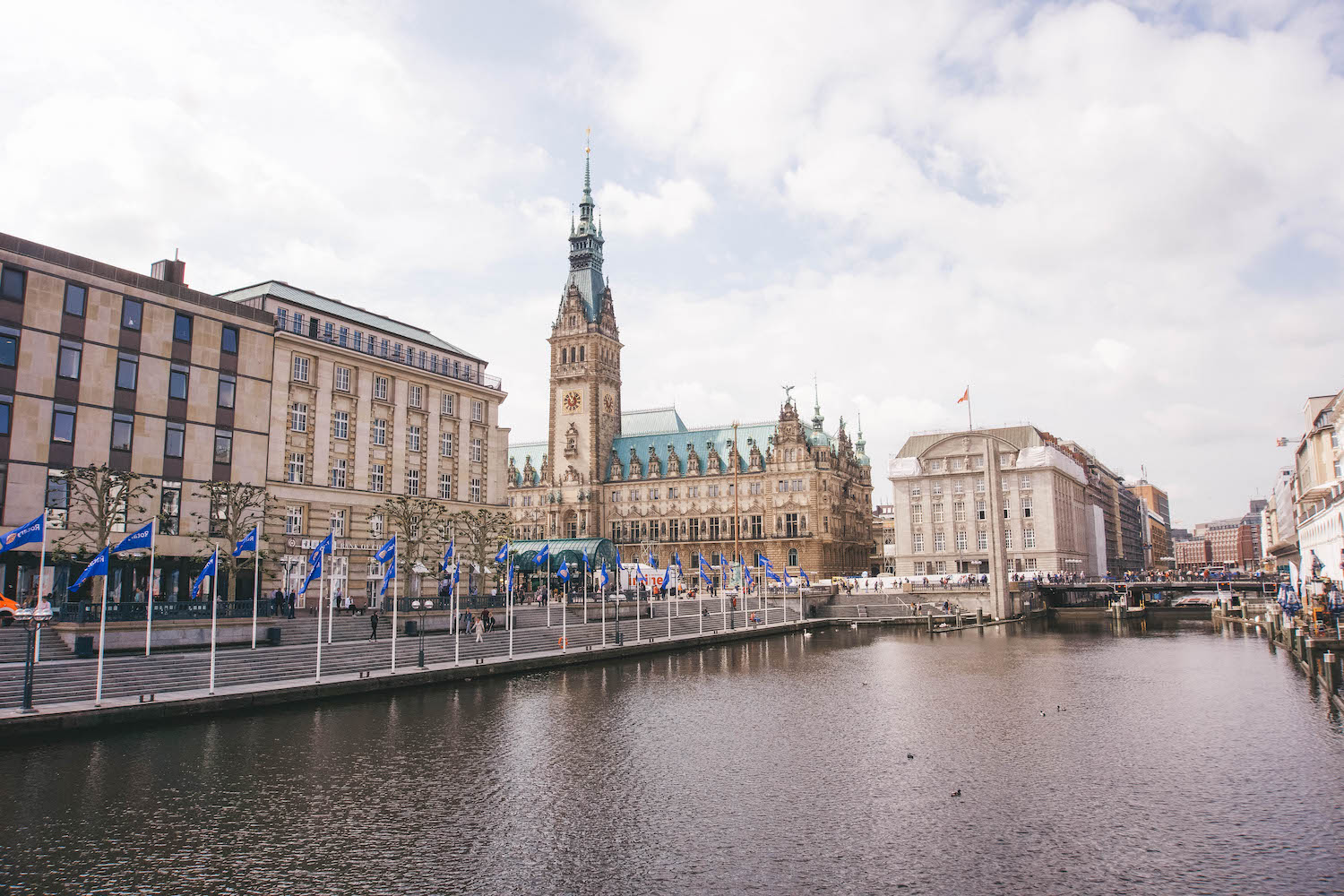Hamburg's innenalster with view of city hall