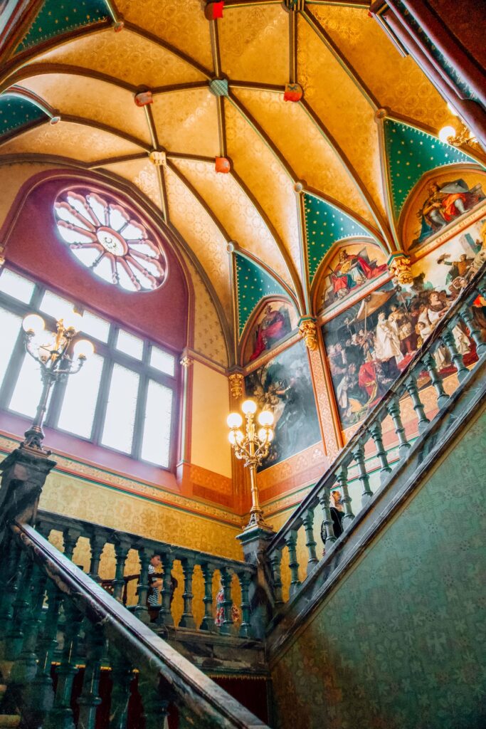 Frescoed stairs of Drachenburg Castle