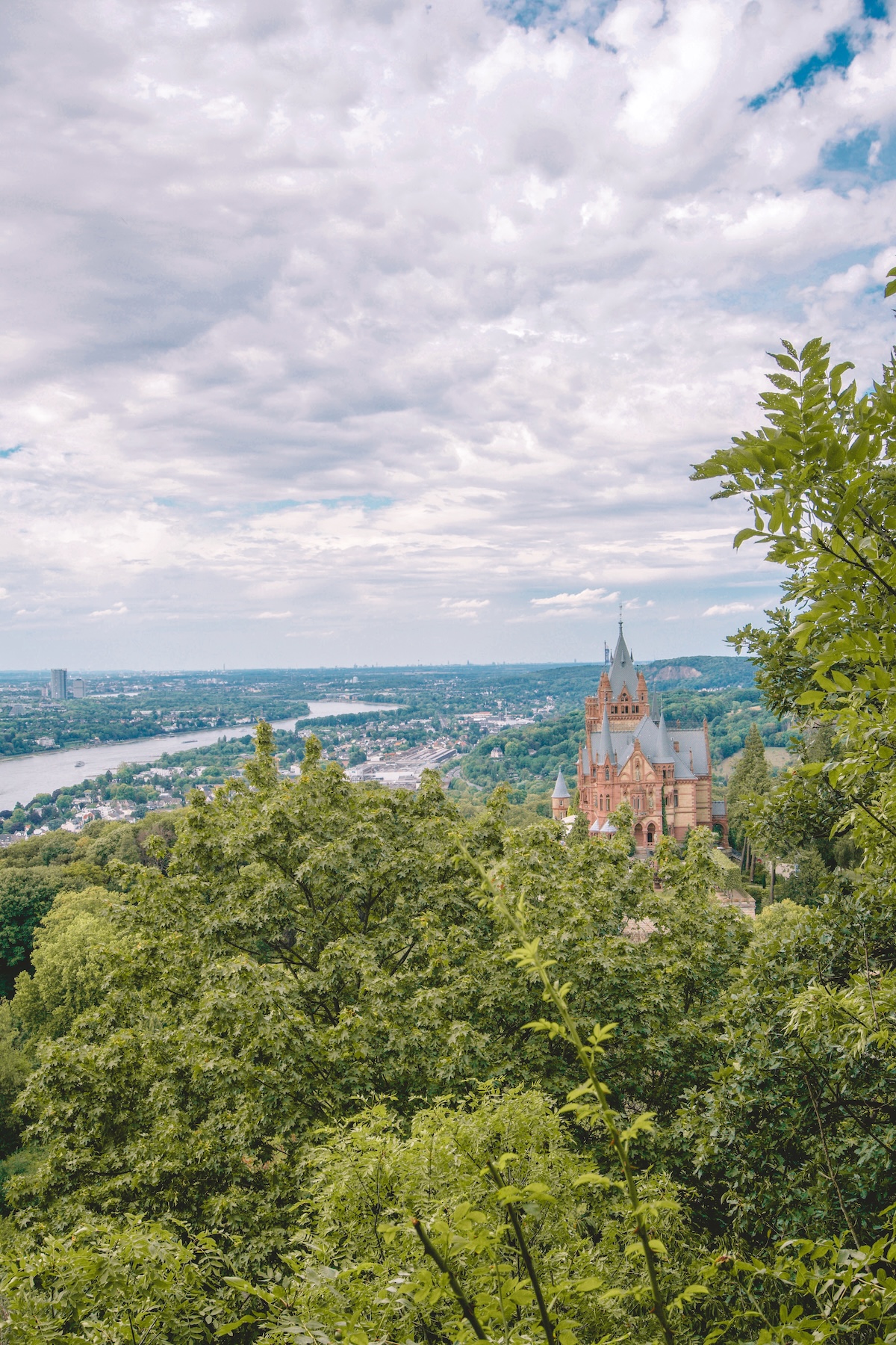 View of Drachenburg Castle from viewpoint