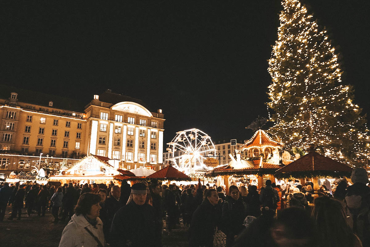 The Dresden Striezelmarkt at night. 