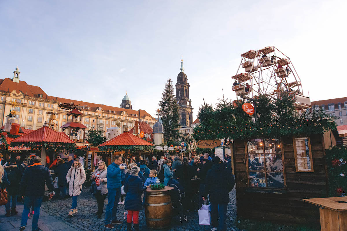 Dresden's Striezelmarkt during the day. 