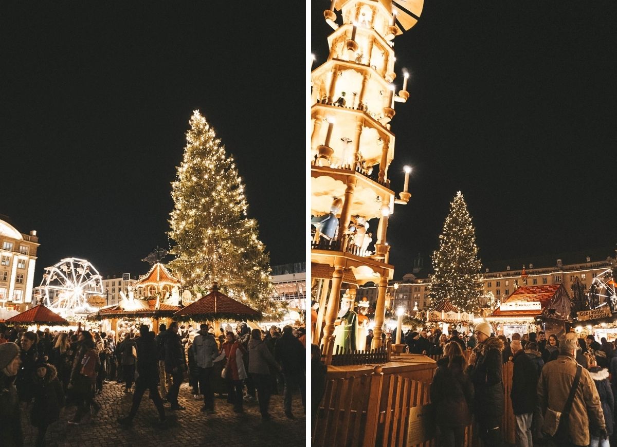 The Dresden Striezelmarkt at night. 