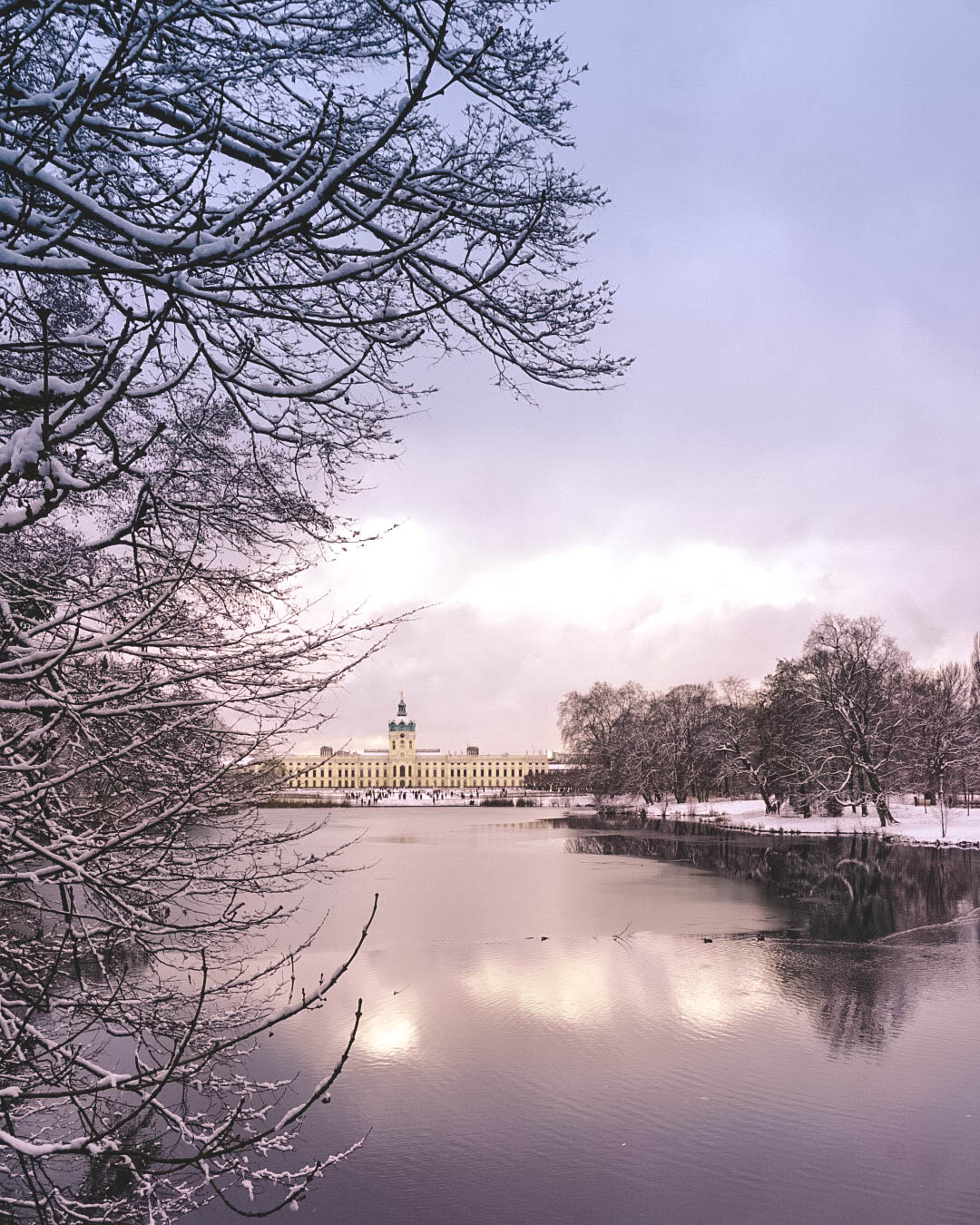 Charlottenburg Palace seen in the winter, across the pond. 