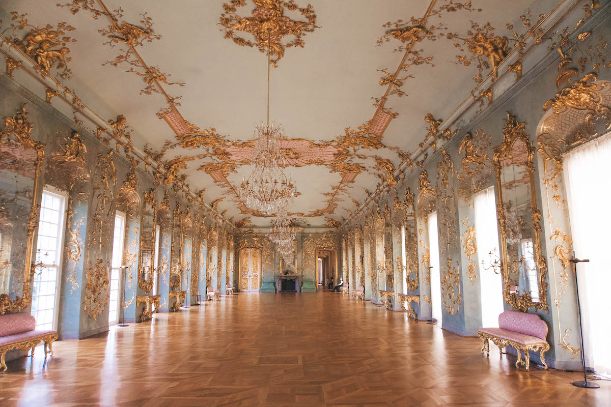 A view down the length of the Golden Gallery in Schloss Charlottenburg. 
