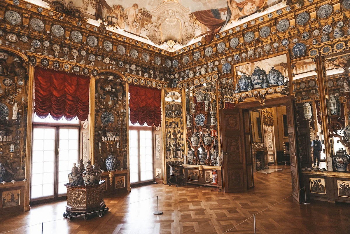 A view of the Porcelain Cabinet inside Schloss Charlottenburg. 