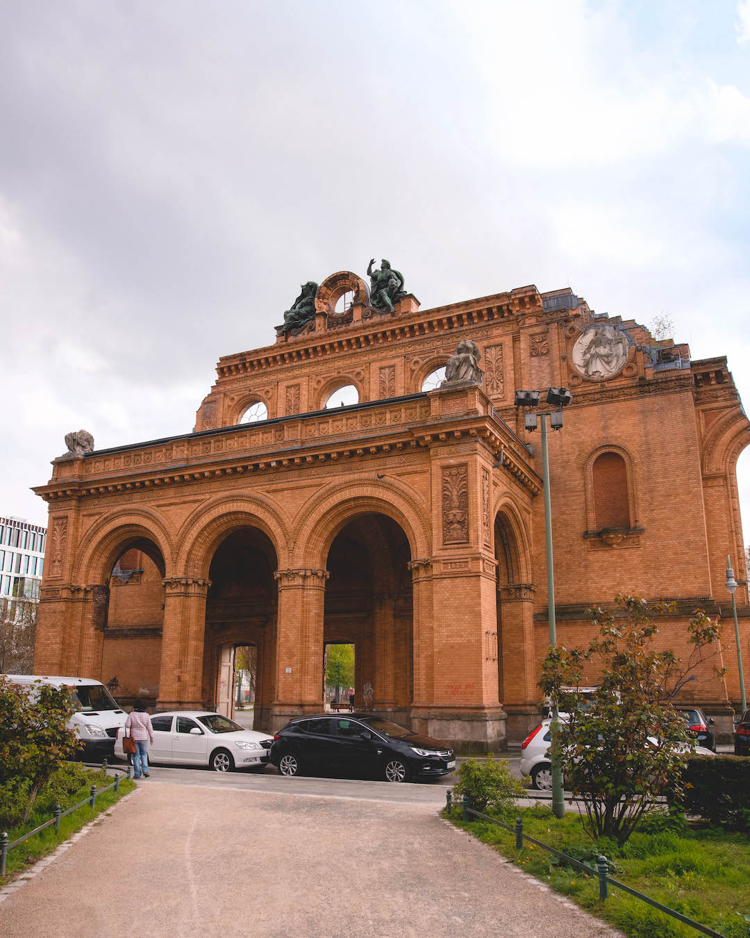 Front facade of the old Anhalter Bahnhof in Berlin.