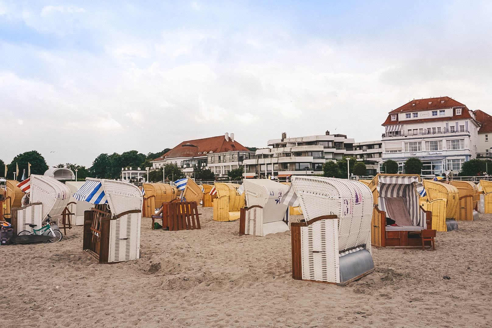 Strandkoerbe at Travemuende Beach. 