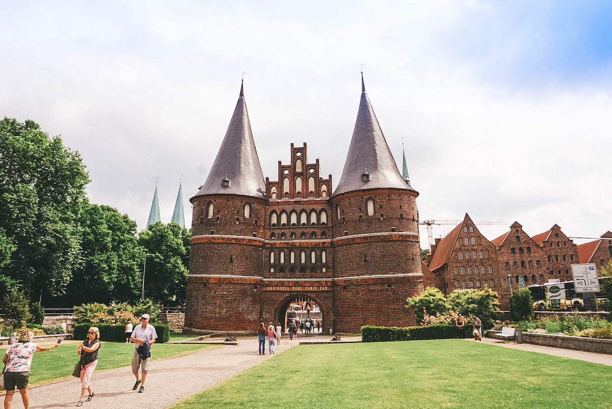 Holstentor gates in Luebeck Germany. 