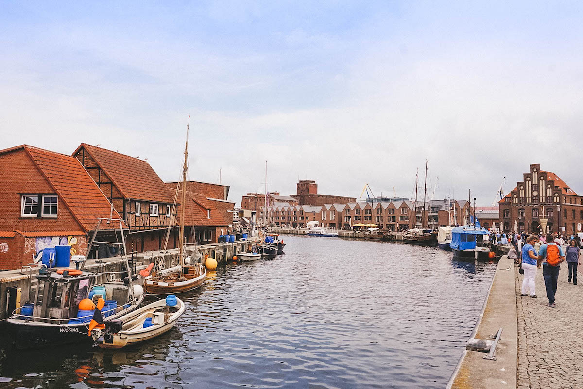 The Old Harbor in Wismar, Germany. 