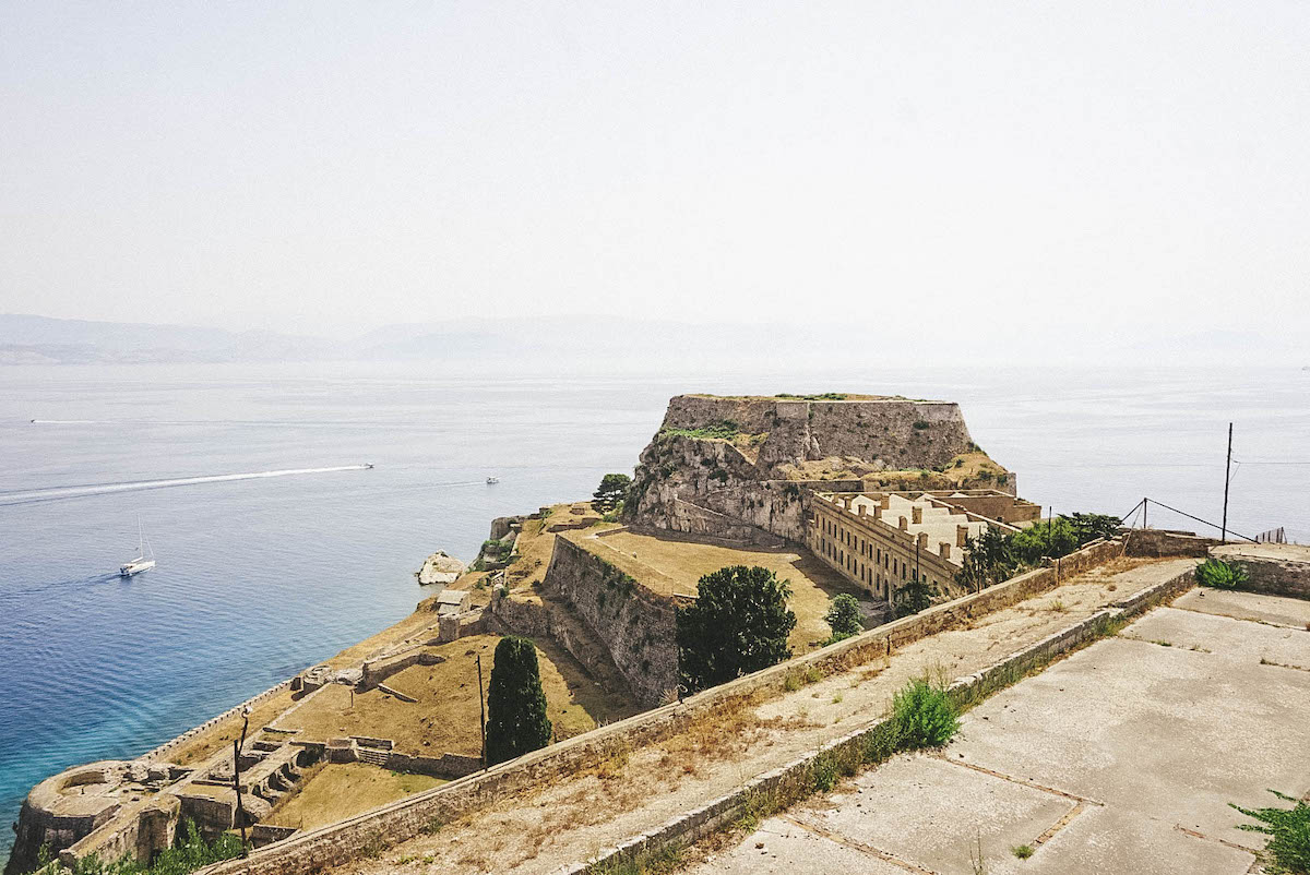 View of one section of Corfu's Old Venetian Fortress. 