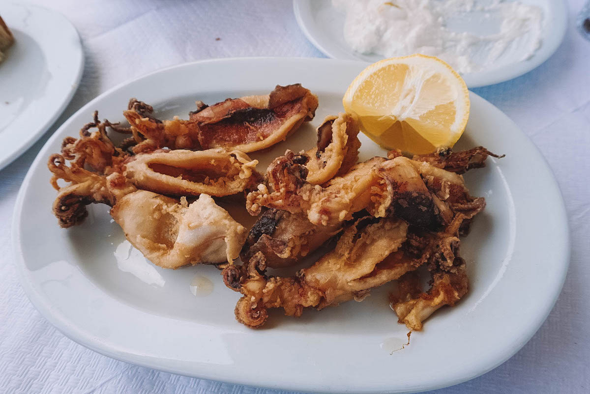 Calamari served in Corfu Greece
