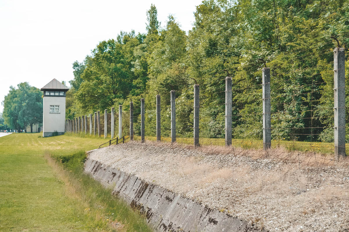 Fence line at Dachau Memorial Site near Munich