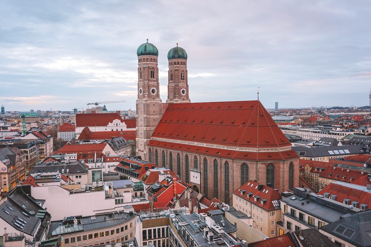 The Frauenkirche in Munich, seen from above