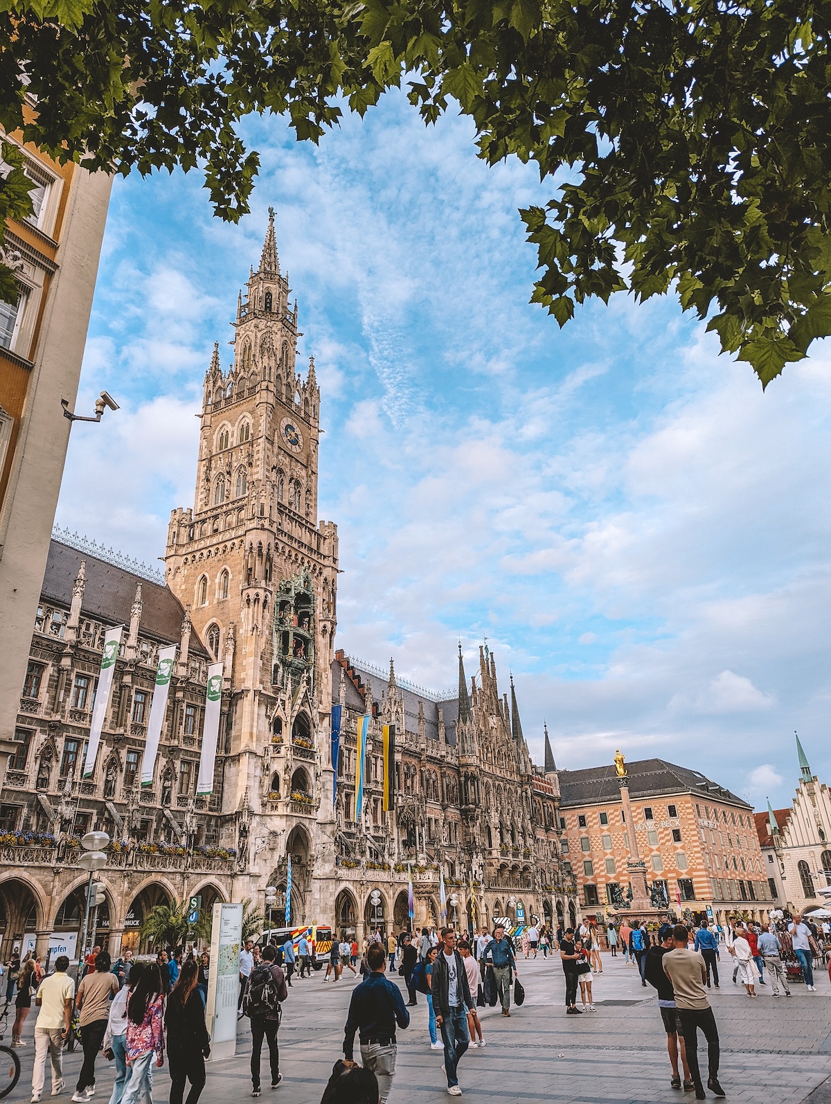 Marienplatz in central Munich on a sunny day 